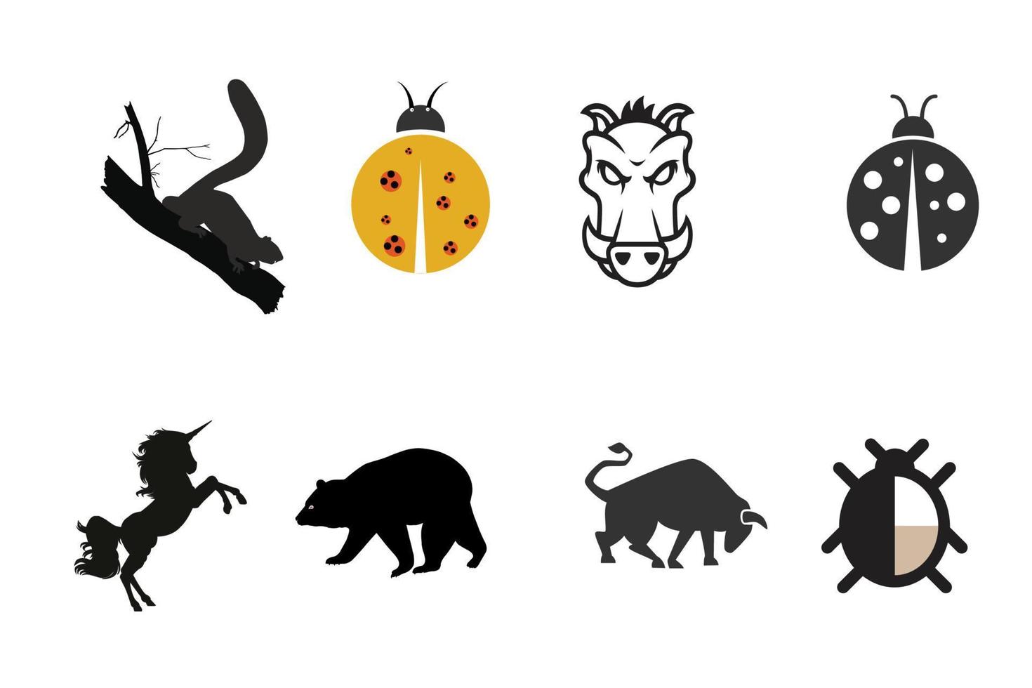 conjunto de iconos de animales de uso gratuito vector