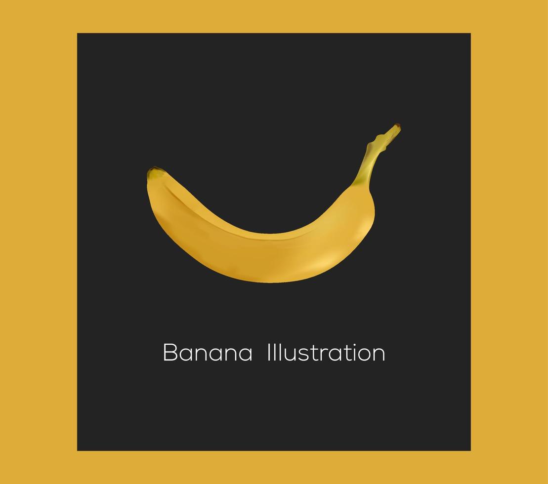 ilustración de dibujos animados de plátano, plátano amarillo aislado en un fondo negro vector