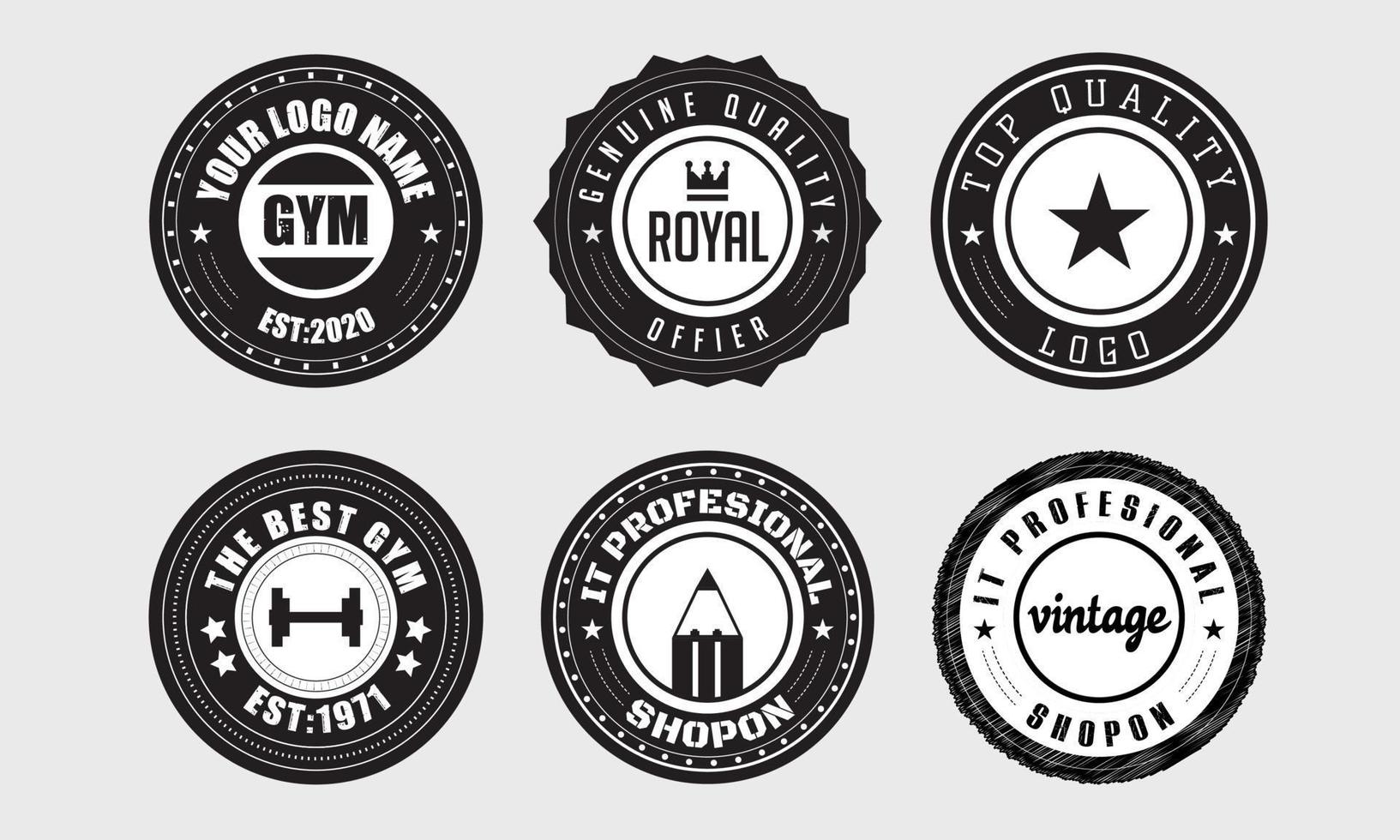 Vintage Retro Label Badge, Circle Logo Emblem Design Template Element vector