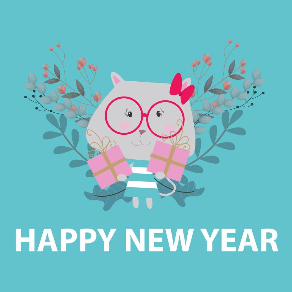 Merry Christmas and New Year greeting cards with cute animal characters vector
