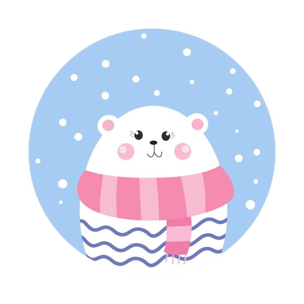 Cute animal cartoon character in circle shape vector