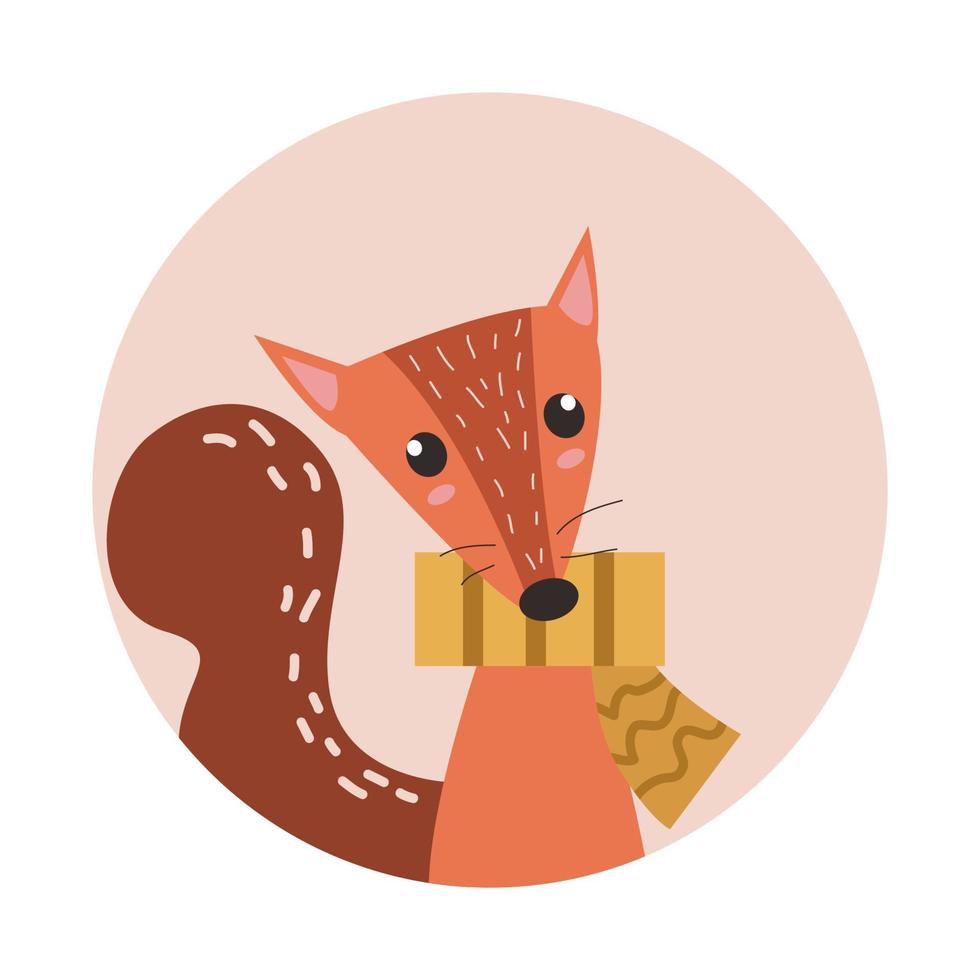 Cute animal cartoon character in circle shape vector