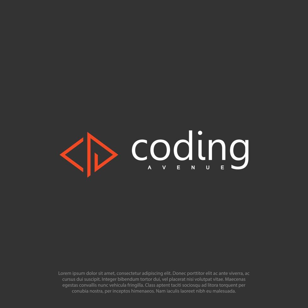 simple CA for coding logo, in one line shape design logo vector