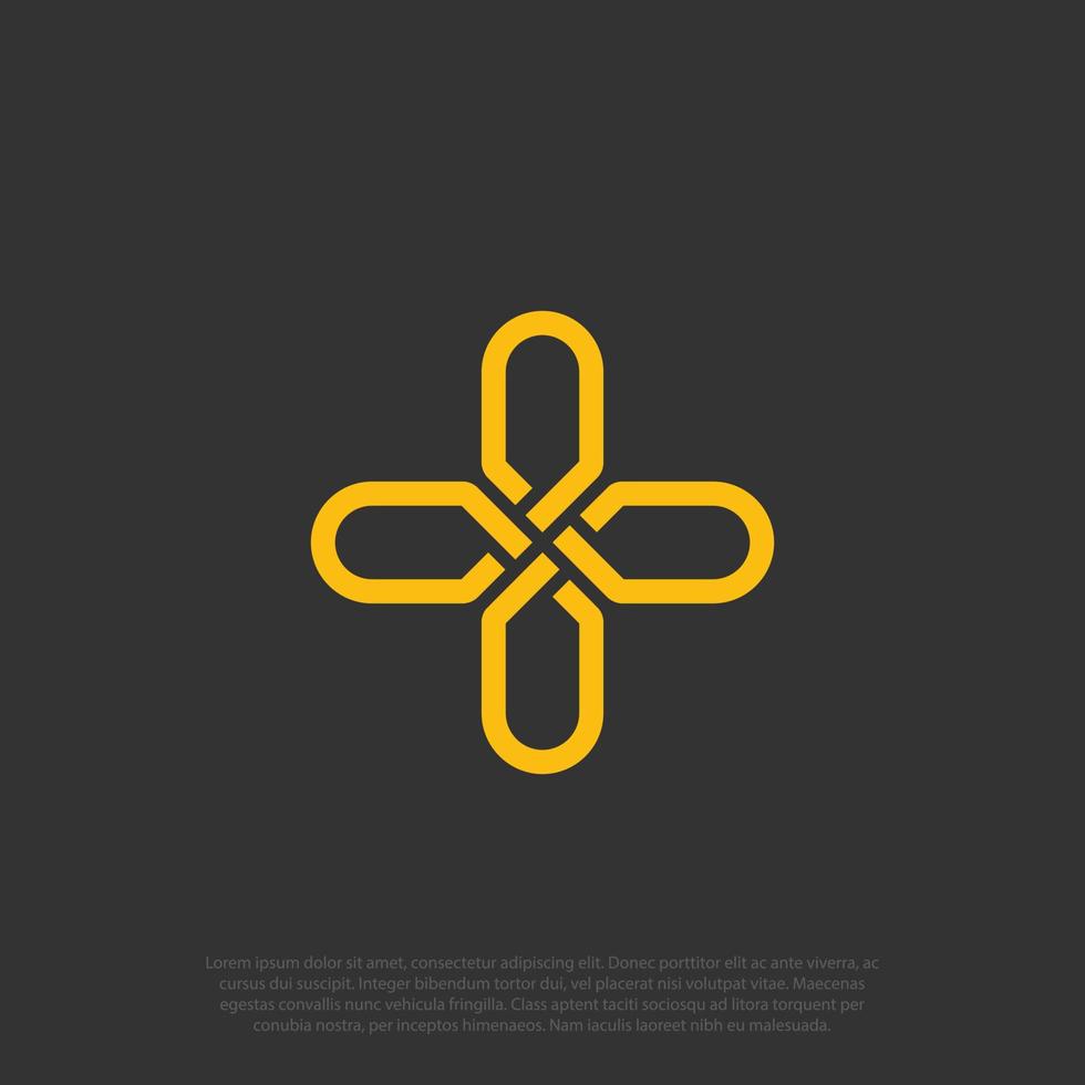 Medical cross linked loop timeless infinity. Hospital logo plus. Vector flat illustration