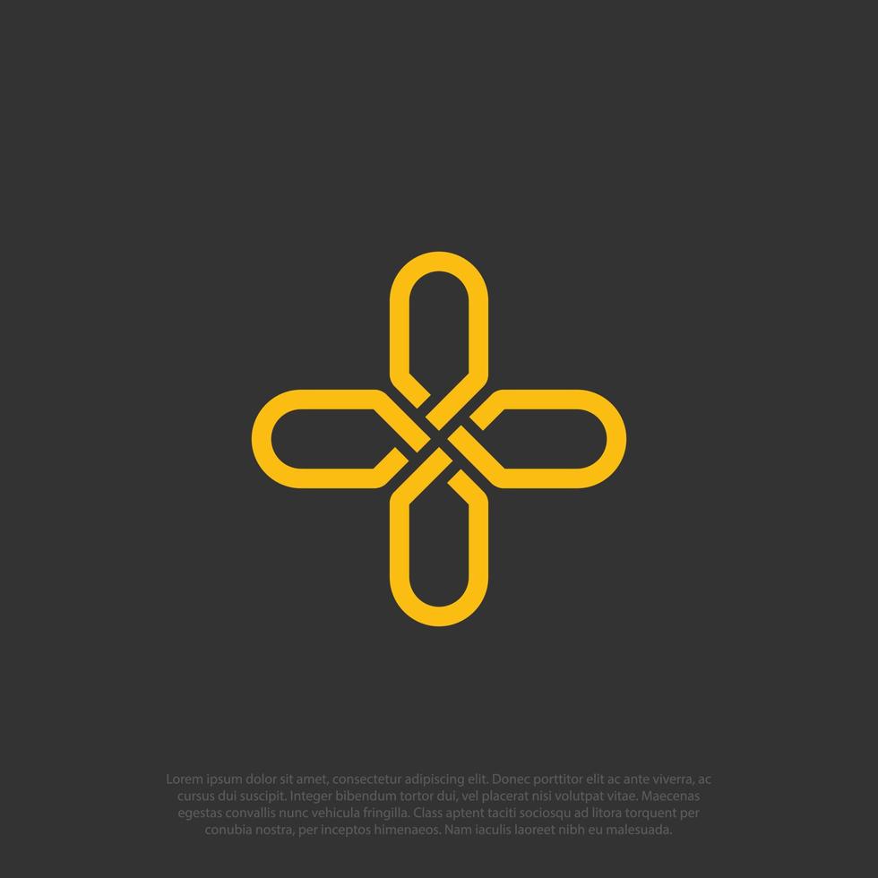 Medical cross linked loop timeless infinity. Hospital logo plus. Vector flat illustration