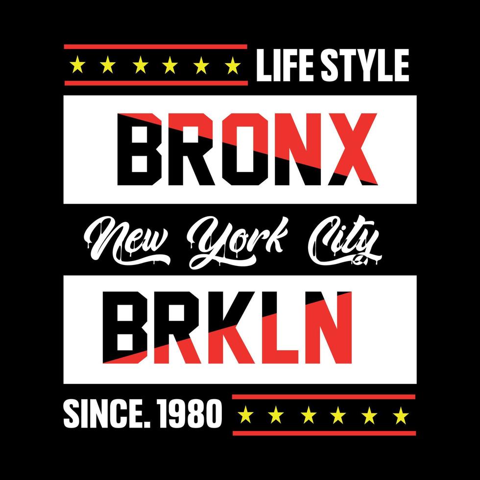 ilustración de vector de impresión de camiseta de diseño de tipografía de nueva york