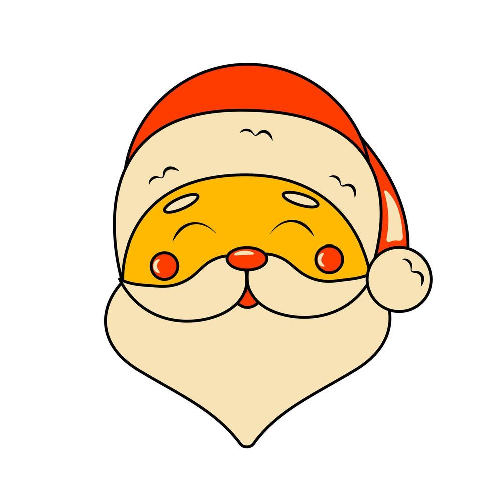 Merry Santa Claus in Red Hat Christmas Sticker in Retro Groovy Style vector