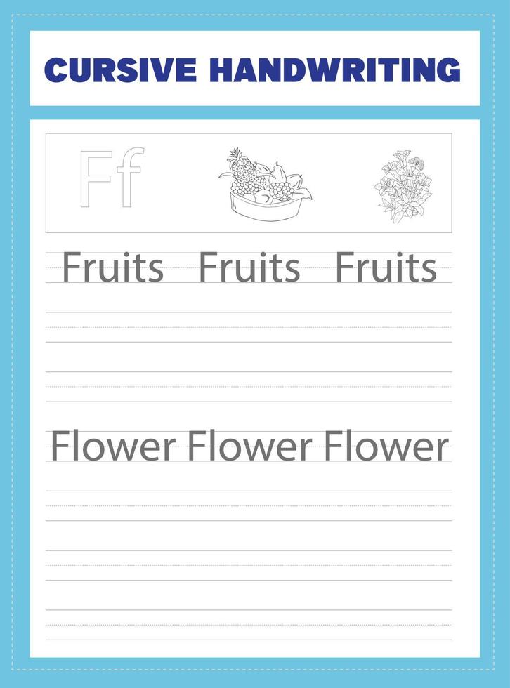 Cursive Handwriting Worksheet vector