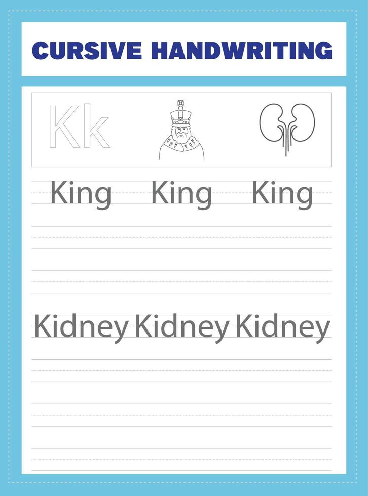 Cursive Handwriting Worksheet vector