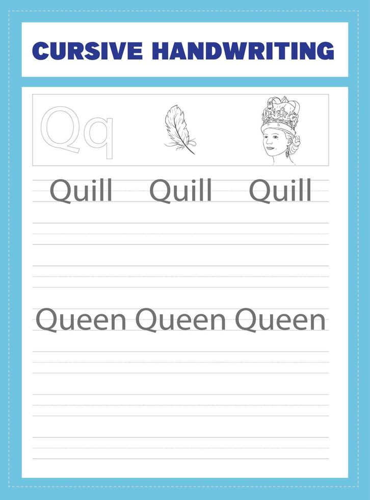 Cursive Handwriting Worksheet vector