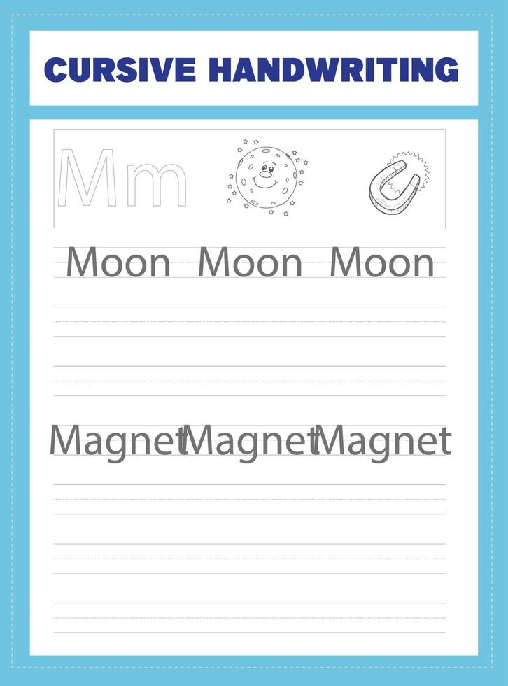Cursive Handwriting Worksheet vector