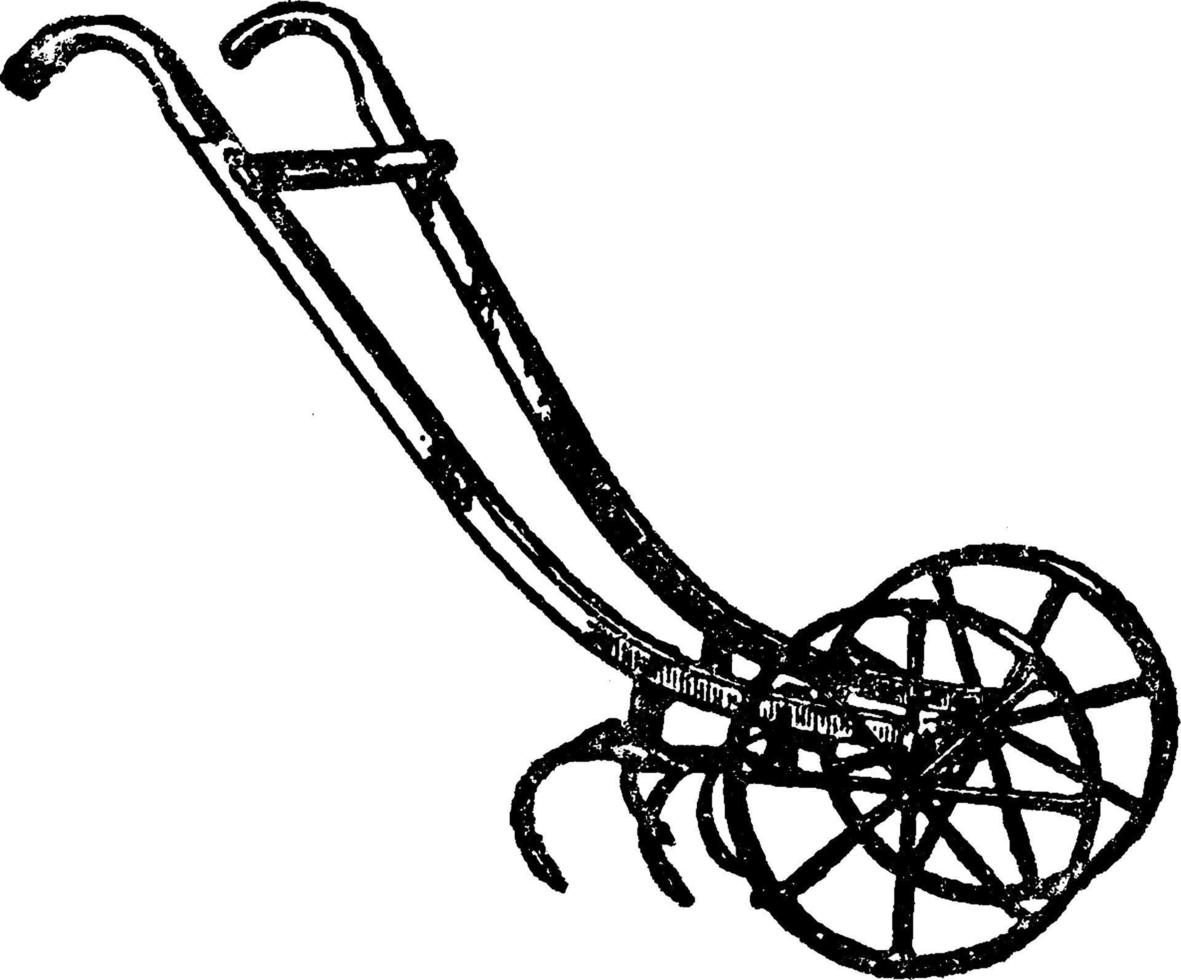 Wheel Hoe, vintage illustration. vector
