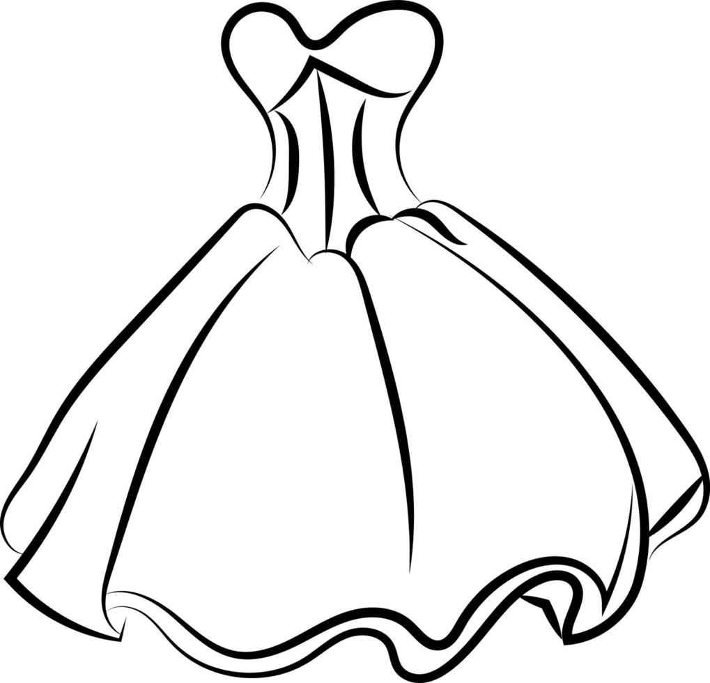 Dress drawing, illustration, vector on white background.