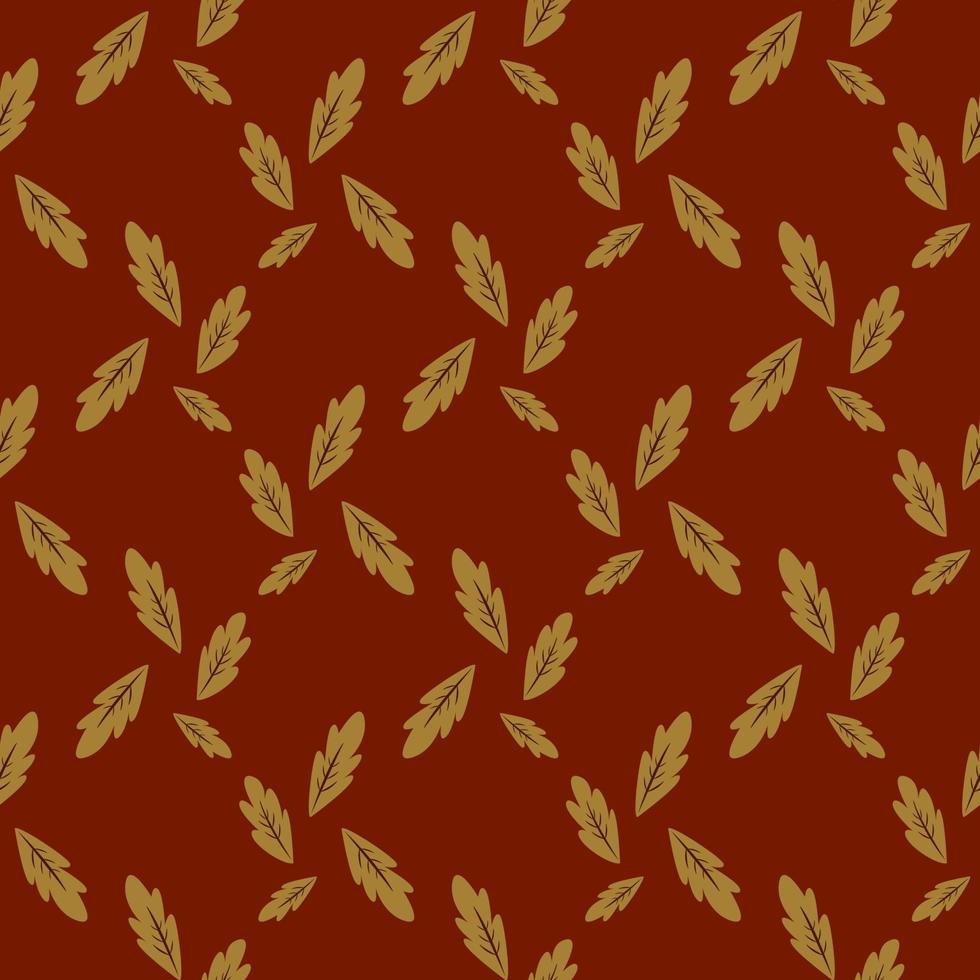 Fall leaves , seamless pattern on a dark red background. vector