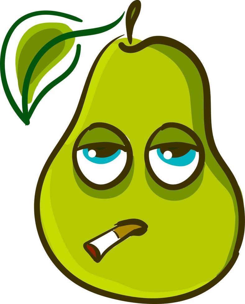 A smoking pear, vector or color illustration.