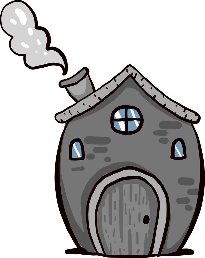 Grey house, illustration, vector on a white background.
