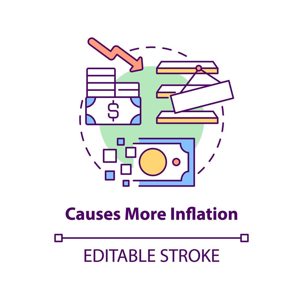 Causes more inflation concept icon. Goods deficit. Effect of inflation abstract idea thin line illustration. Isolated outline drawing. Editable stroke. vector