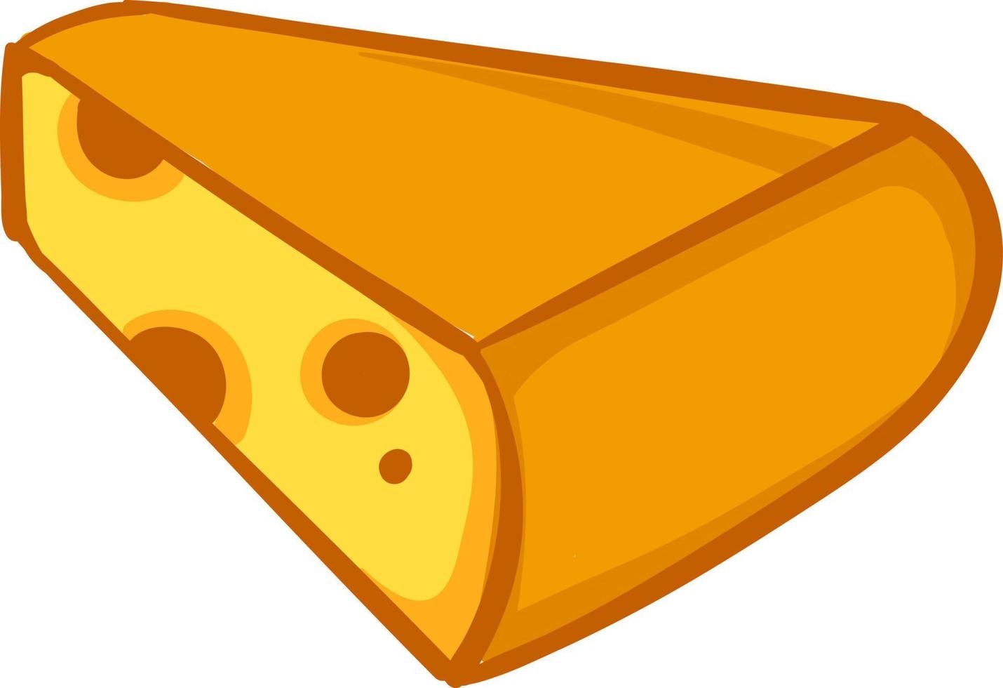 Interesting piece of cheese, illustration, vector on a white background.