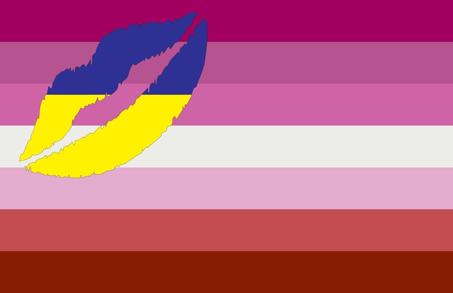 Lipstick lesbian flag symbol vector icon. LGBTQ symbol. Peace to Ukraine. Flag.