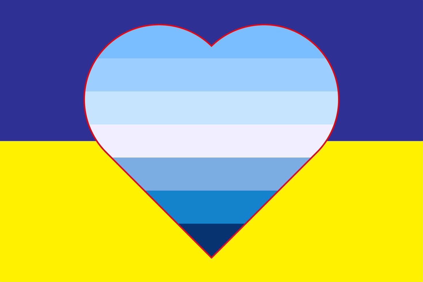 Vector illustration of the flag of the male Transgender Flag of gay pride in the form of a heart on the yellow-blue flag of Ukraine. Support for Ukraine.