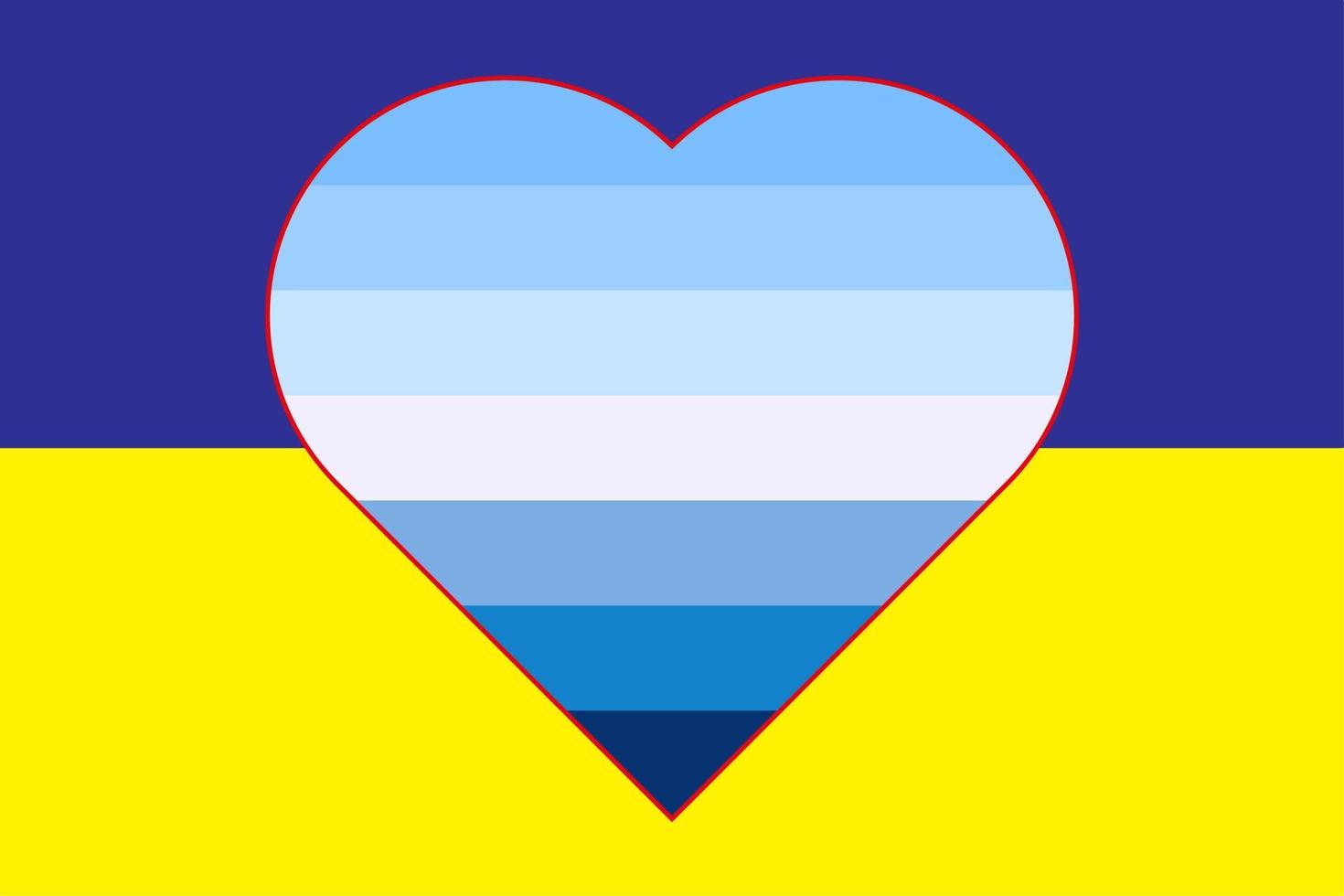 Vector illustration of the flag of the male Transgender Flag of gay pride in the form of a heart on the yellow-blue flag of Ukraine. Support for Ukraine.