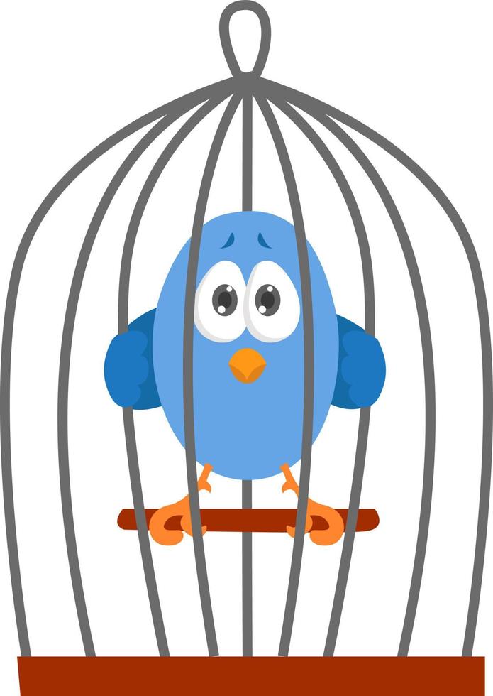 Bird in a cage, illustration, vector on white background