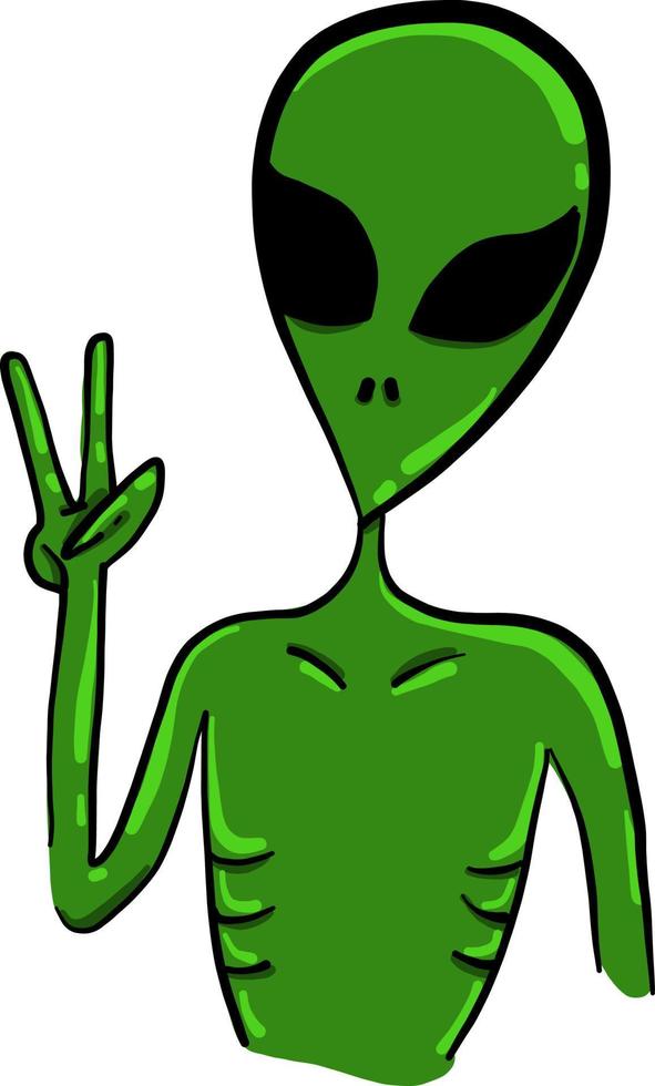 alienígena verde, ilustración, vector sobre fondo blanco