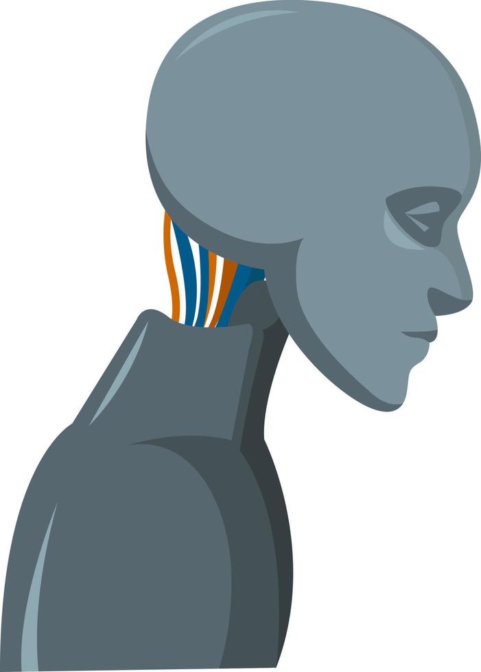 Robot with wires, illustration, vector on white background