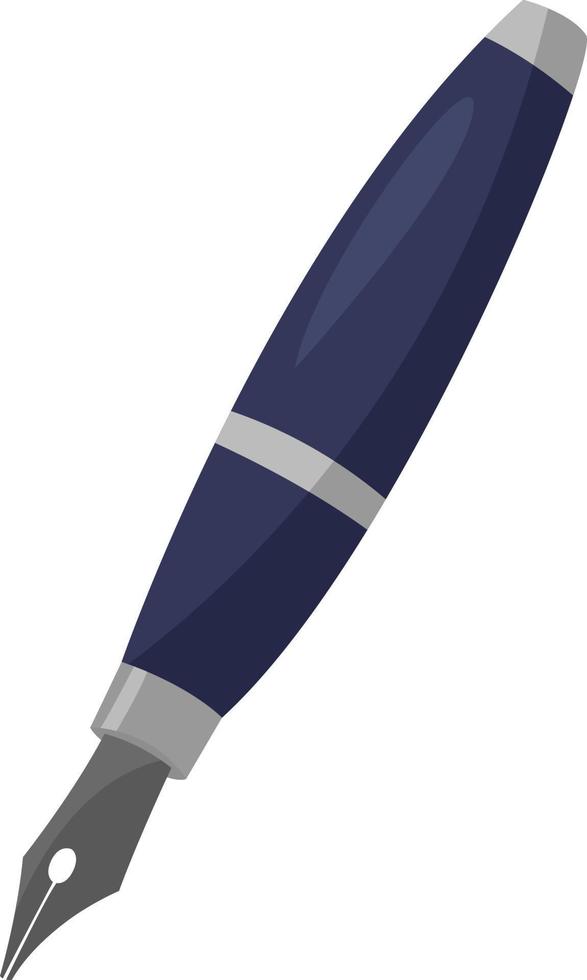 Blue pen, illustration, vector on a white background.