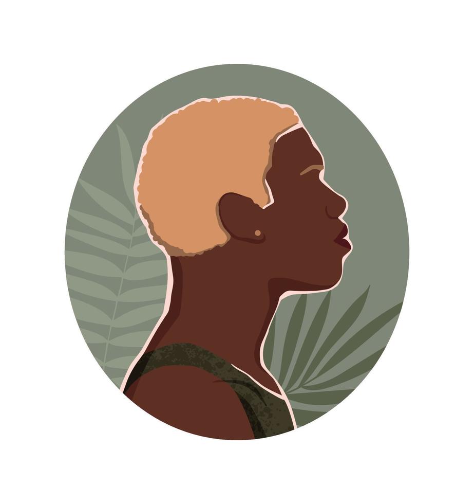 Icon with black man and leaves. Hand drawn illustration for modern design. vector