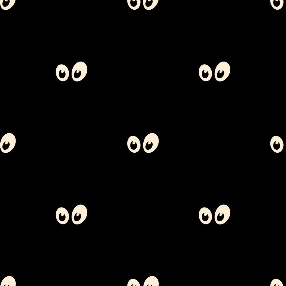 Halloween seamless pattern with eyes on black color background vector