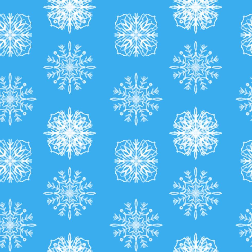 Seamless pattern with stylized textural Snowflakes illustration in blue vector