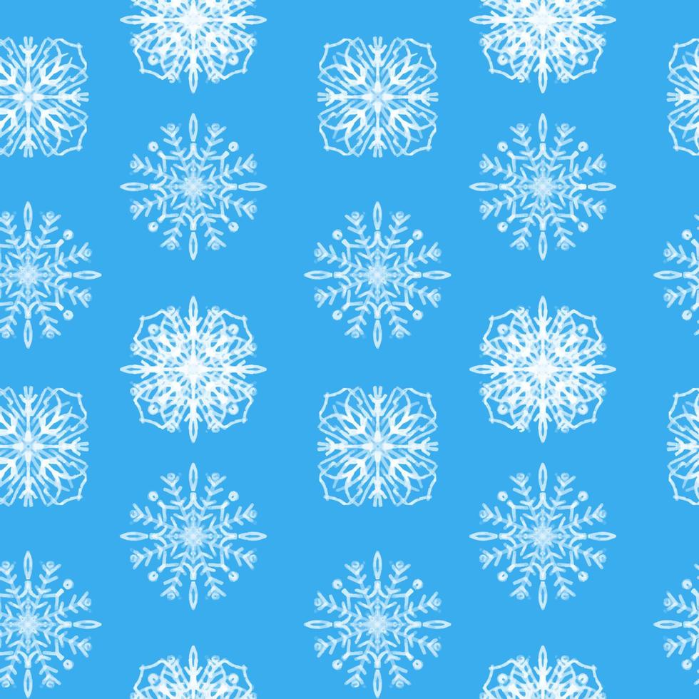 patrón sin costuras con ilustración de copos de nieve de textura estilizada en azul vector