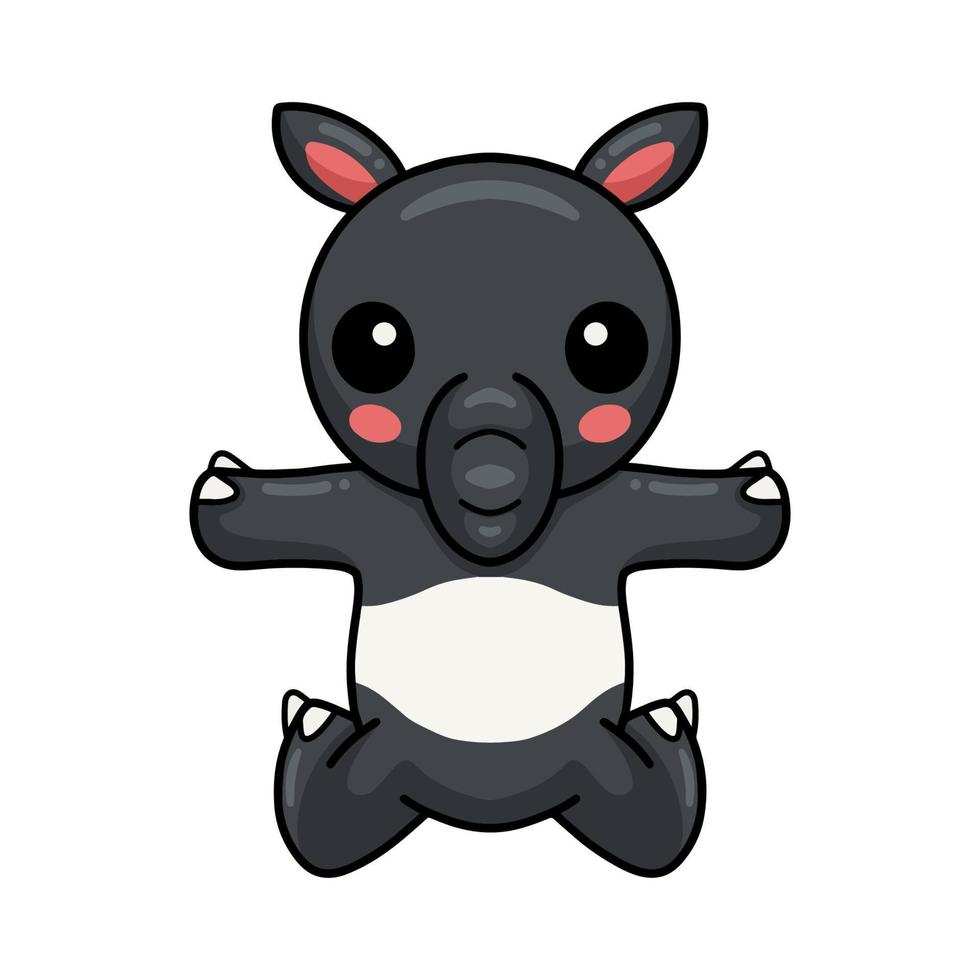 Cute little tapir cartoon posing vector