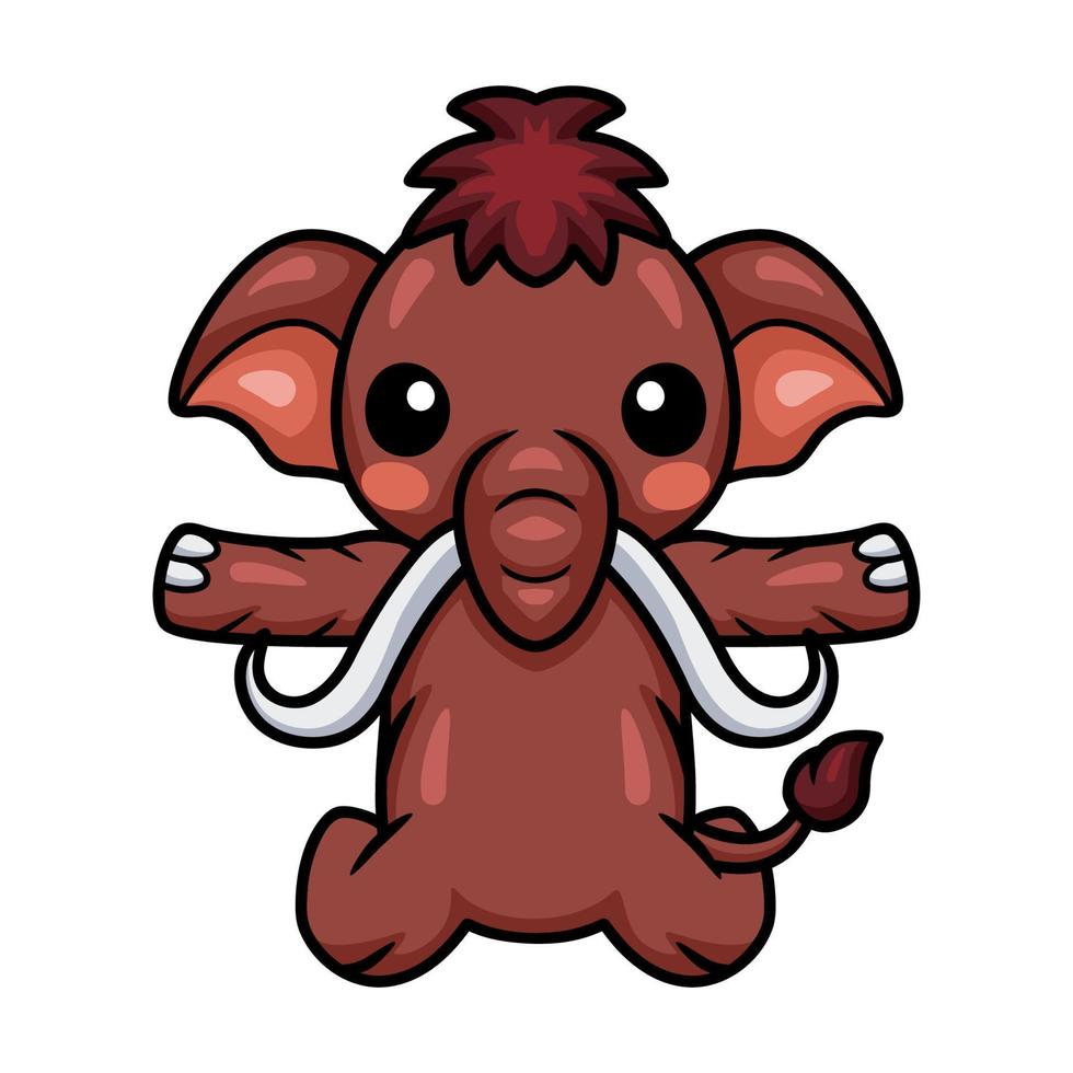 Cute little mammoth cartoon sitting vector