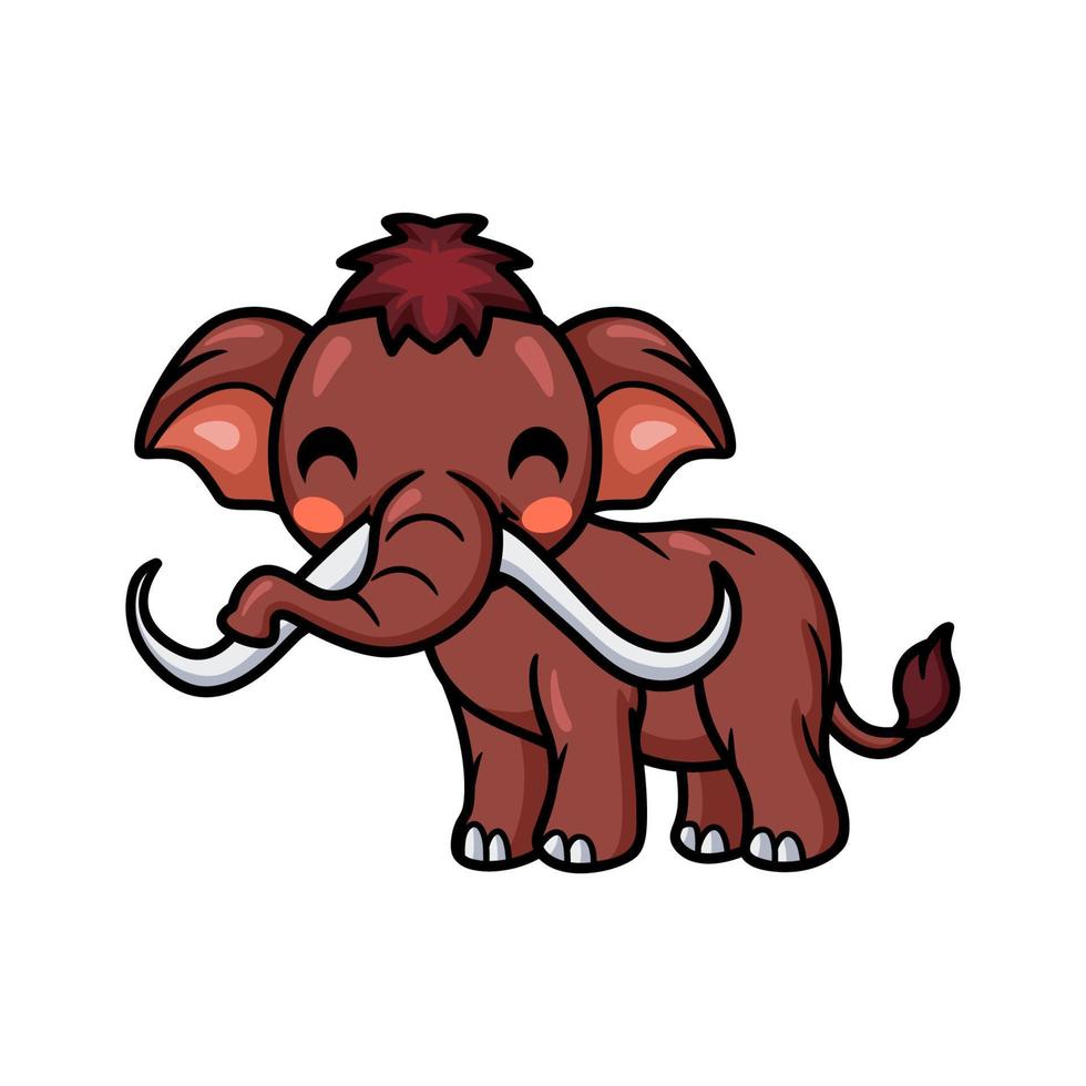 Cute little mammoth cartoon character vector