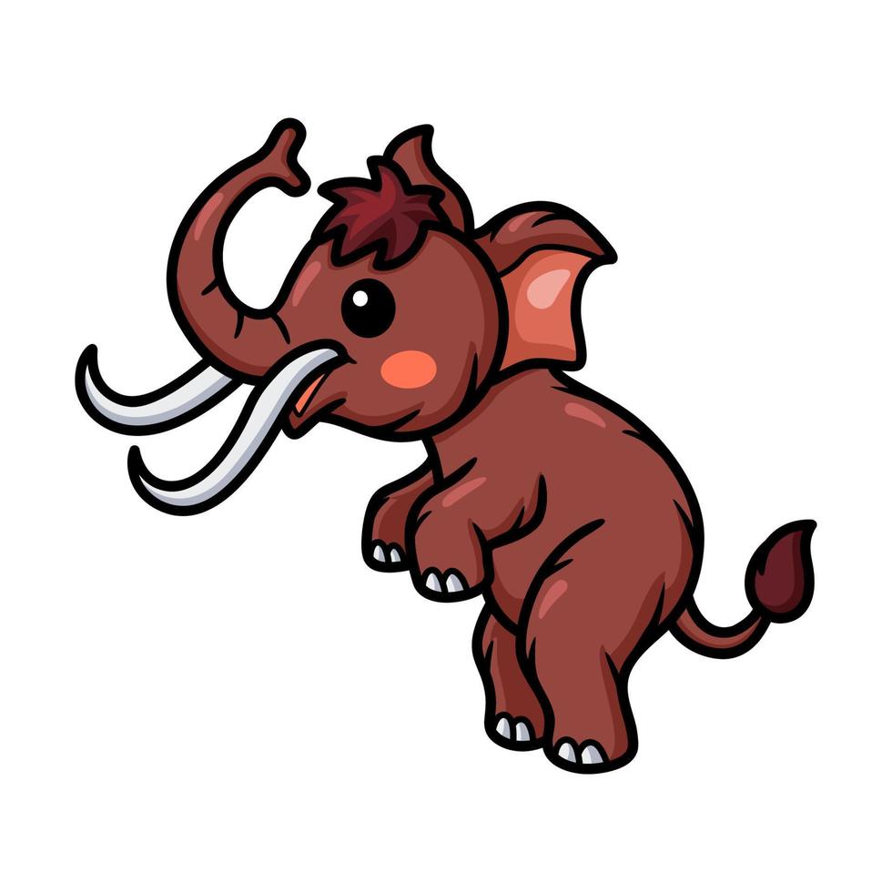 lindo pequeño pie de dibujos animados de mamut vector