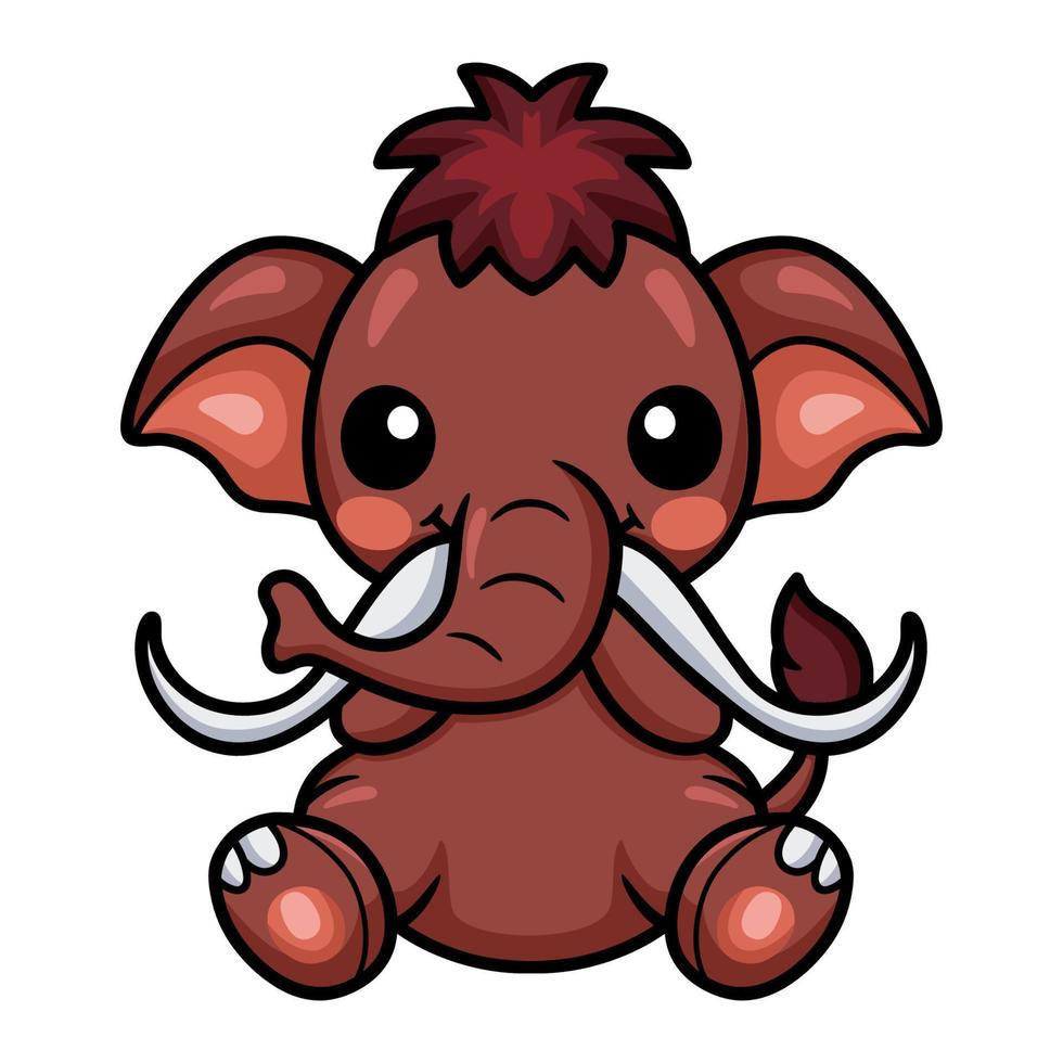 Cute little mammoth cartoon sitting vector