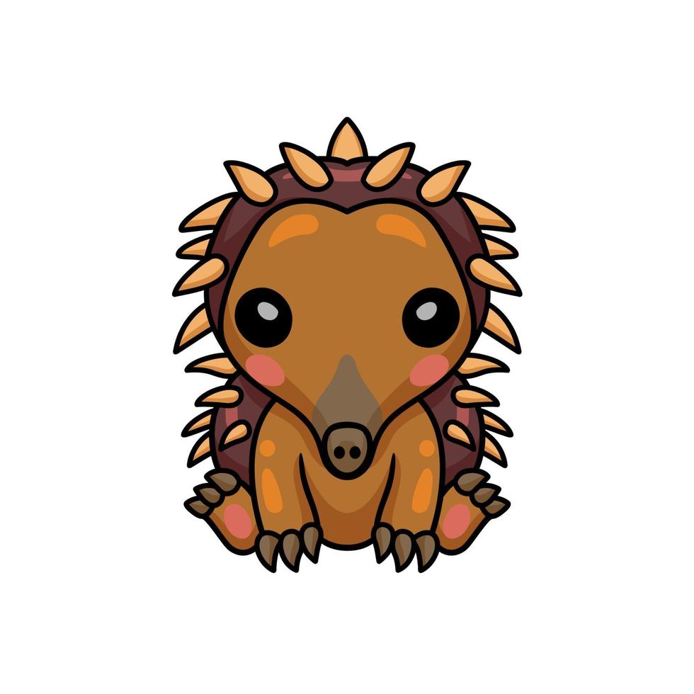 Cute little hedgehog cartoon sitting vector