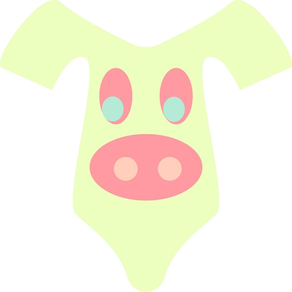 traje de bebé verde menta con cara de cerdo, ilustración, vector, sobre un fondo blanco. vector