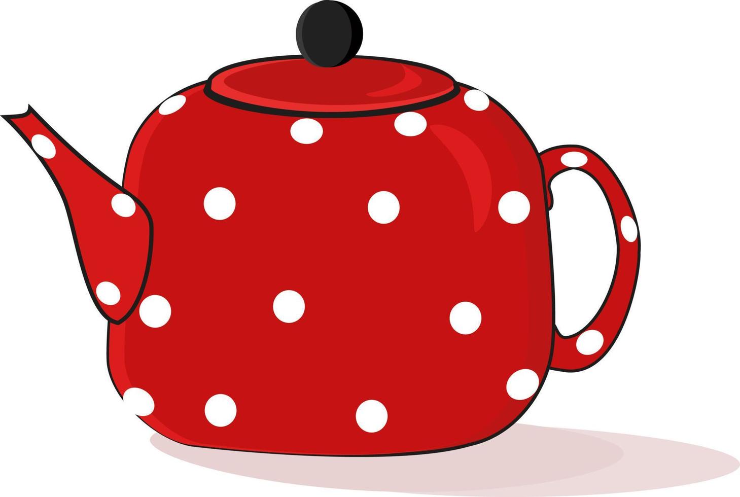Red teapot, illustration, vector on white background.