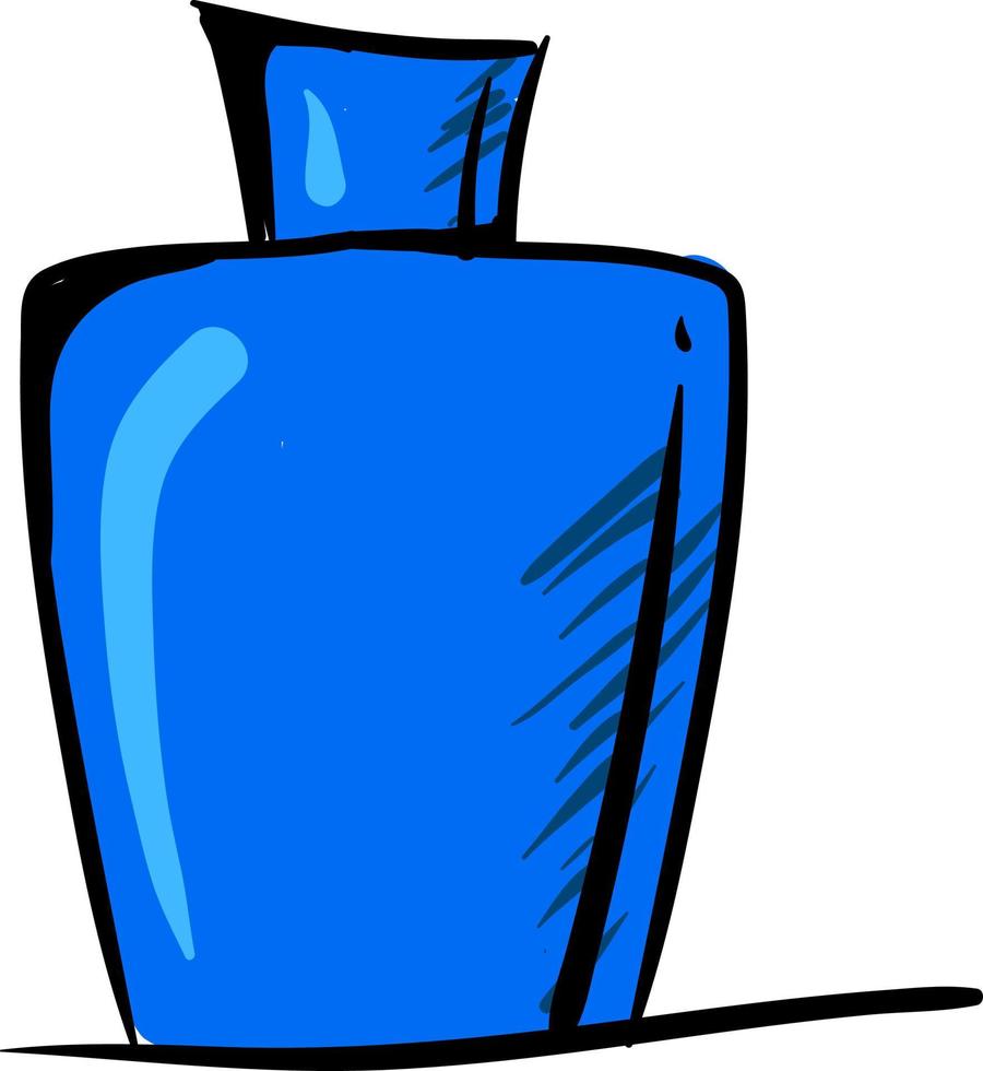 Perfume azul, ilustración, vector sobre fondo blanco.