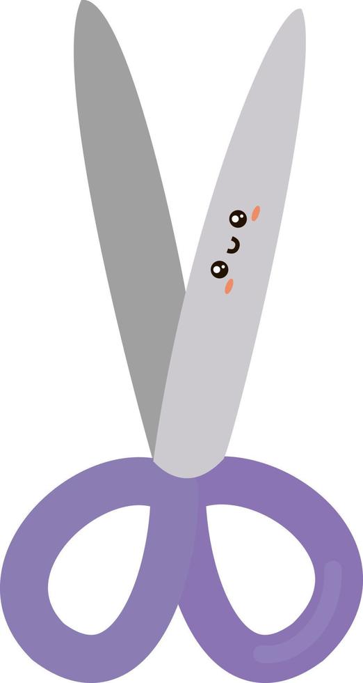 Purple scissors, illustration, vector on white background.