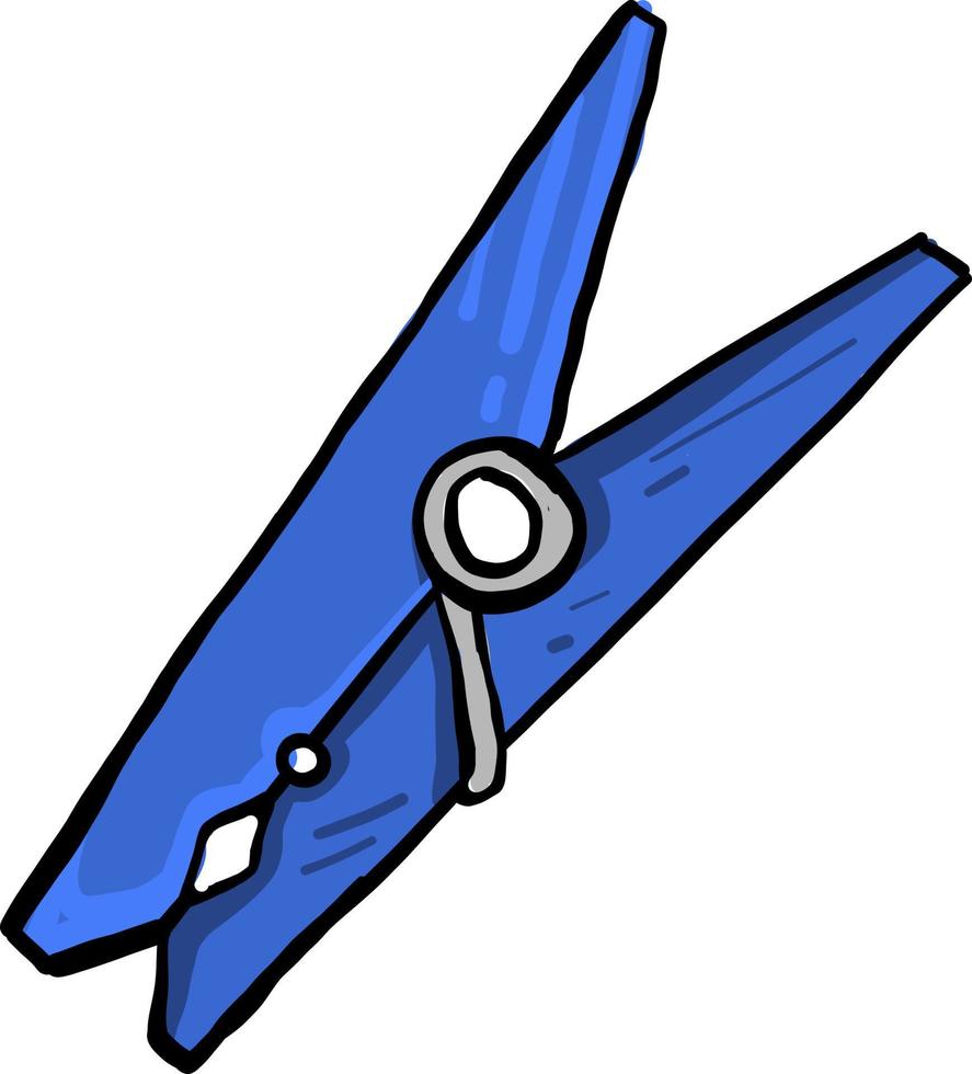Pinza de ropa azul, ilustración, vector sobre fondo blanco.