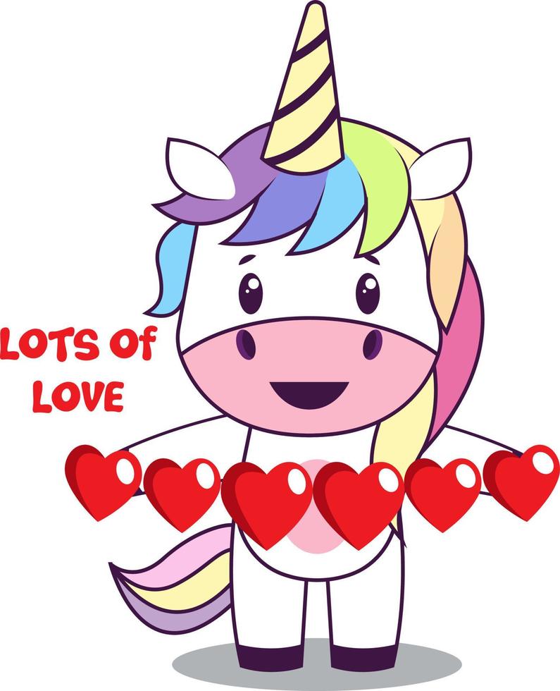 Unicorn in love, illustration, vector on white background.
