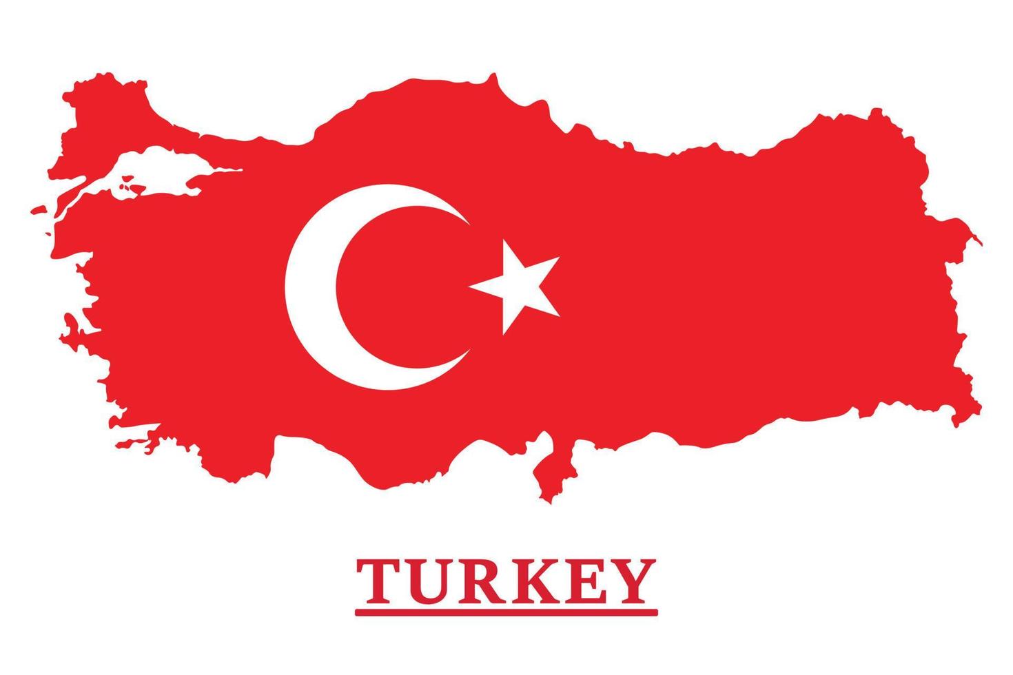Turkey National Flag Map Design, Illustration Of Turkey Country Flag Inside The Map vector