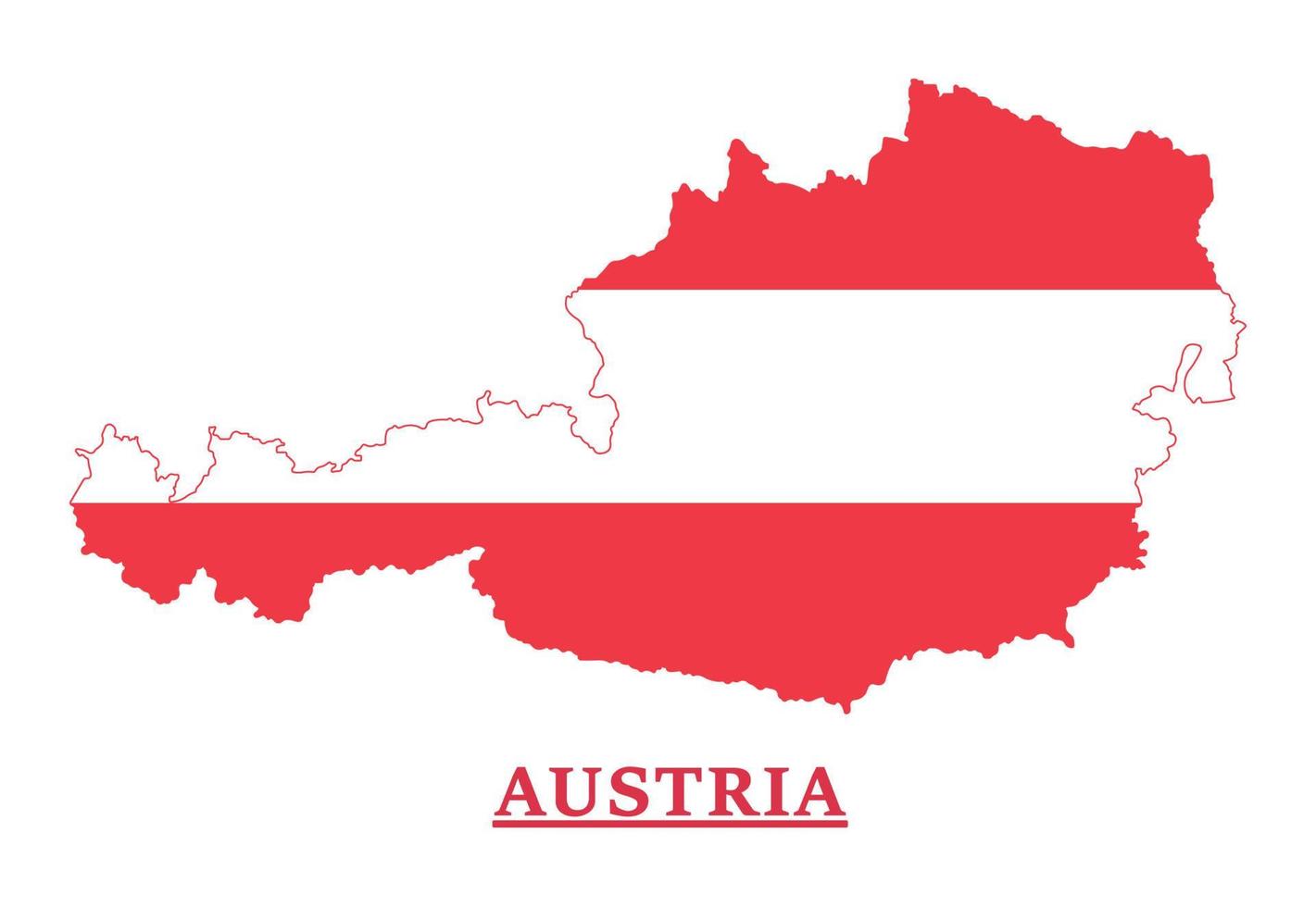 Austria National Flag Map Design, Illustration Of Austria Country Flag Inside The Map vector