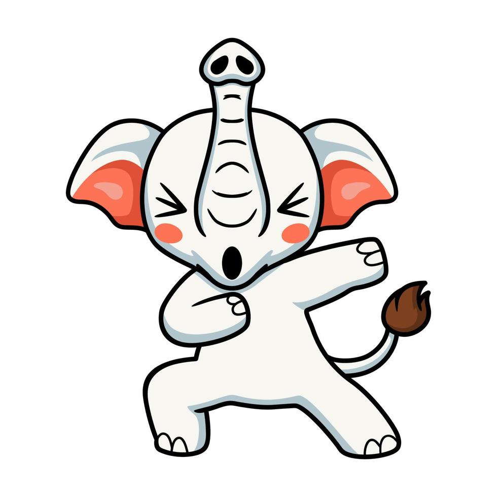 lindo pequeño elefante de dibujos animados bailando vector