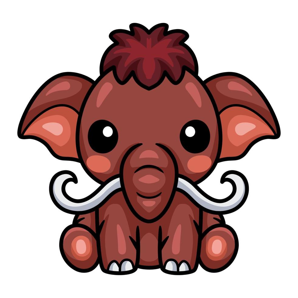 Cute little mammoth cartoon sitting vector