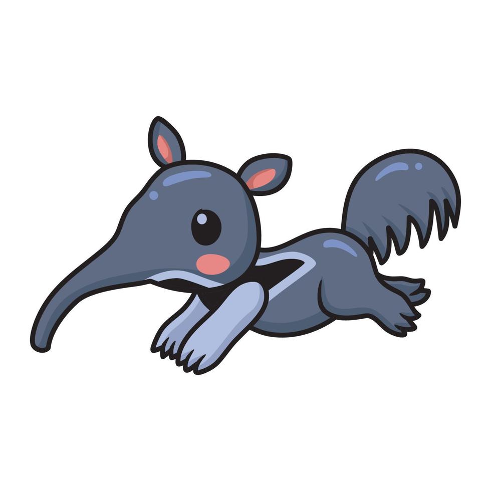 Cute little anteater cartoon running vector